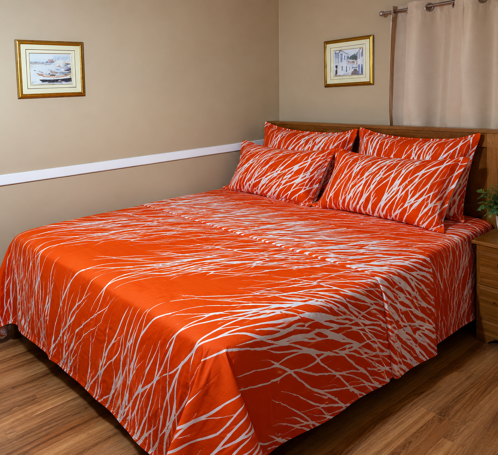 Orange Marble 100% Cotton Bedding Set