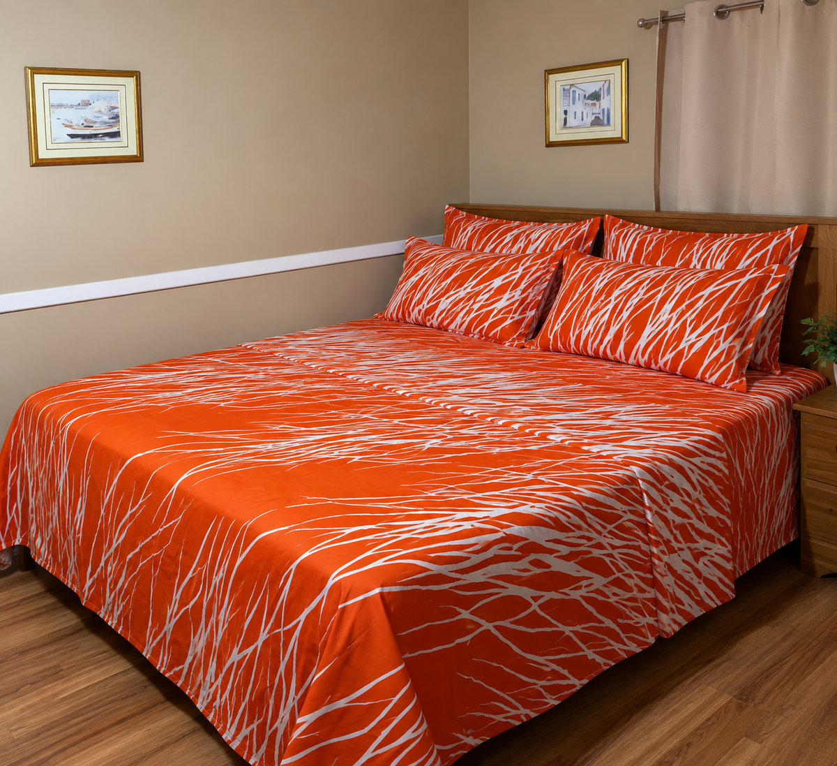 Orange Marble 100% Cotton Bedding Set
