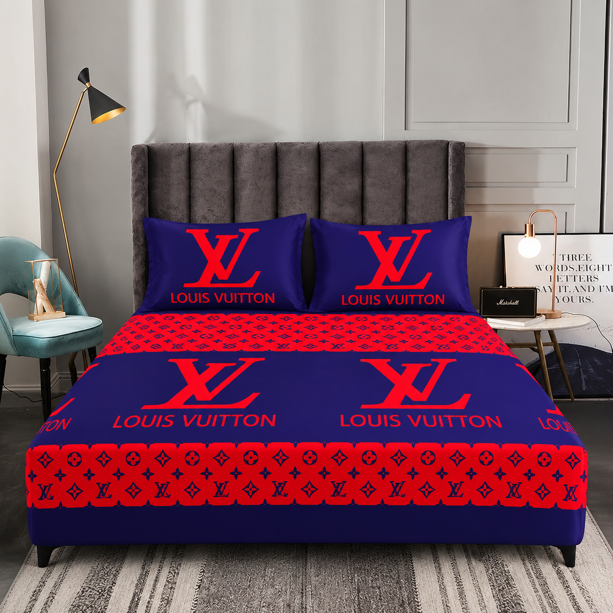 Royal Crimson Monogram Bedsheet Set