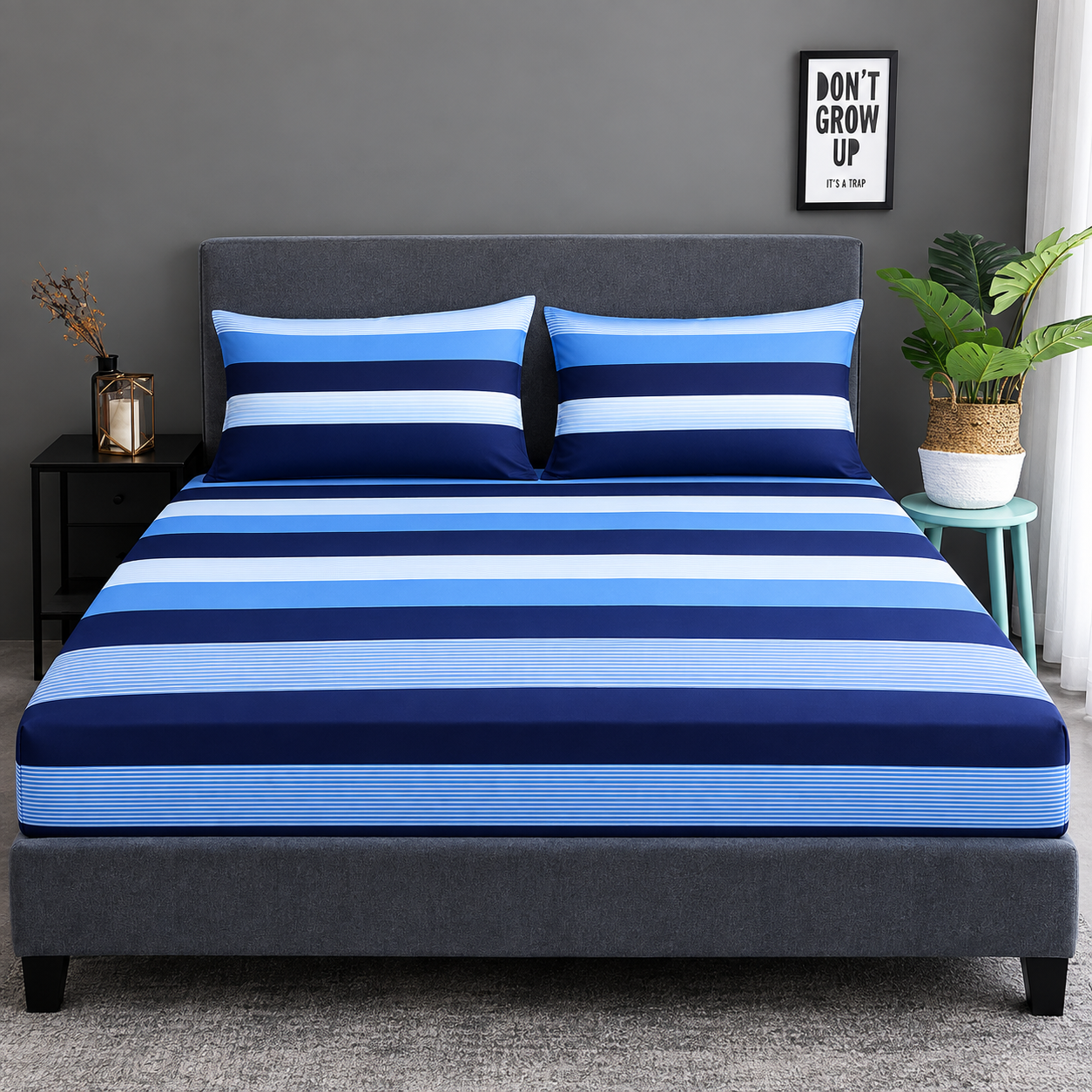 Blue Stripe Premium Bedsheet Set
